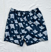 Load image into Gallery viewer, Navy Eagle Ray Men&#39;s swim trunks
